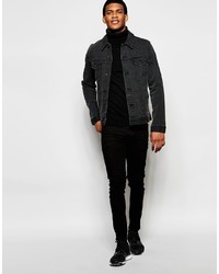 schwarze Jeansjacke von Asos