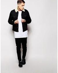 schwarze Jeansjacke von Asos