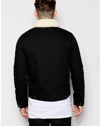 schwarze Jeansjacke von Asos