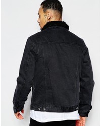 schwarze Jeansjacke von Asos