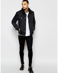 schwarze Jeansjacke von Asos