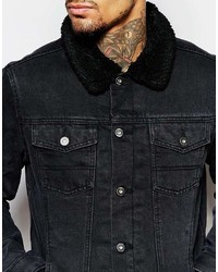 schwarze Jeansjacke von Asos