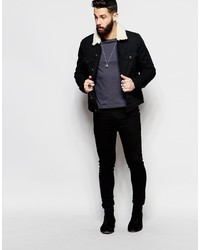 schwarze Jeansjacke von Asos