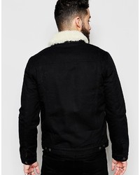 schwarze Jeansjacke von Asos