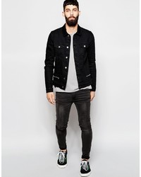 schwarze Jeansjacke von Asos