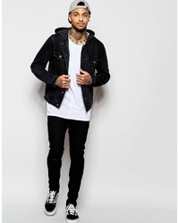 schwarze Jeansjacke von Asos