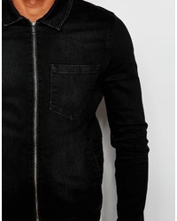 schwarze Jeansjacke von Asos