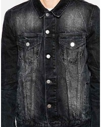 schwarze Jeansjacke von Asos