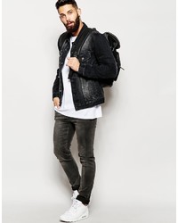 schwarze Jeansjacke von Asos