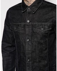 schwarze Jeansjacke