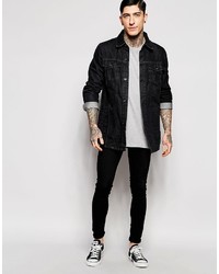 schwarze Jeansjacke