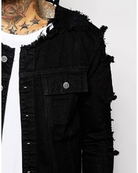 schwarze Jeansjacke