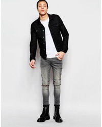 schwarze Jeansjacke