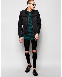 schwarze Jeansjacke von Pull&Bear