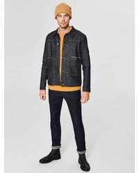 schwarze Jeansjacke von Selected Homme