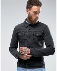 schwarze Jeansjacke von Asos