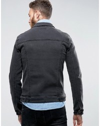 schwarze Jeansjacke von Asos