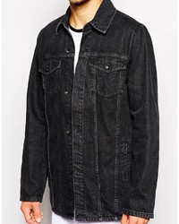 schwarze Jeansjacke