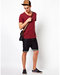 schwarze Jeansshorts