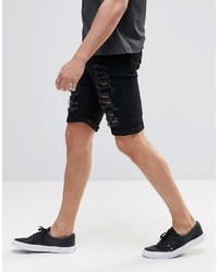 schwarze Jeansshorts