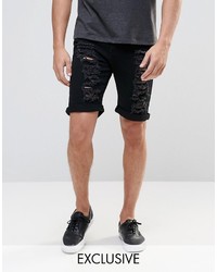 schwarze Jeansshorts