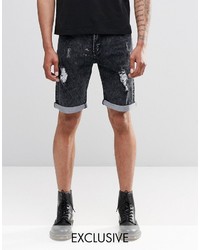 schwarze Jeansshorts