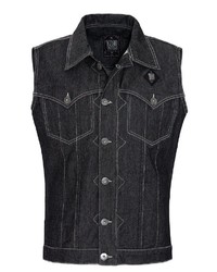 schwarze Jeansweste von KINGKEROSIN