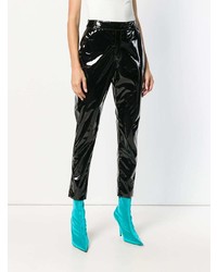 schwarze Karottenhose aus Leder von MSGM