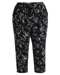 schwarze Karottenhose mit Blumenmuster von Evans