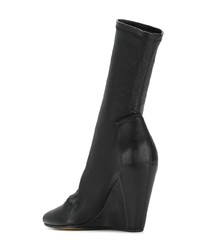 schwarze Keilstiefeletten aus Leder von Rick Owens