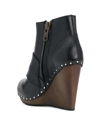 schwarze Keilstiefeletten aus Leder von See by Chloe