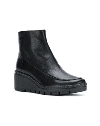 schwarze Keilstiefeletten aus Leder von Geox