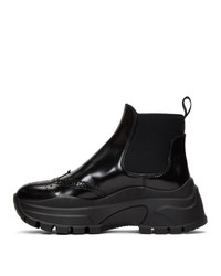 schwarze klobige Chelsea Boots aus Leder von Prada