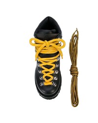 schwarze klobige flache Stiefel mit einer Schnürung aus Leder von Proenza Schouler