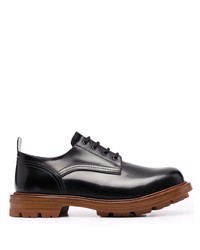 schwarze klobige Leder Derby Schuhe von Alexander McQueen