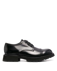 schwarze klobige Leder Derby Schuhe von Alexander McQueen