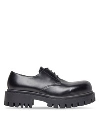 schwarze klobige Leder Derby Schuhe von Balenciaga