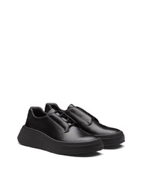 schwarze klobige Leder Derby Schuhe von Prada