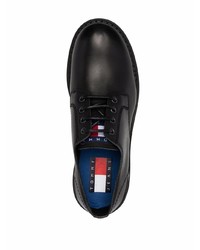 schwarze klobige Leder Derby Schuhe von Tommy Jeans