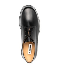 schwarze klobige Leder Derby Schuhe von Jil Sander