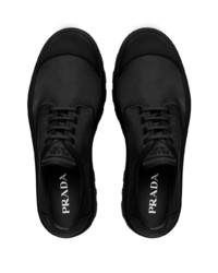 schwarze klobige Leder Derby Schuhe von Prada