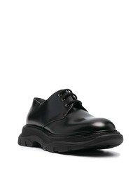 schwarze klobige Leder Derby Schuhe von Alexander McQueen