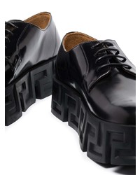 schwarze klobige Leder Derby Schuhe von Versace