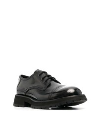 schwarze klobige Leder Derby Schuhe von Alexander McQueen