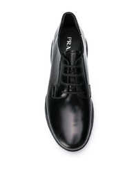 schwarze klobige Leder Derby Schuhe von Prada