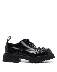 schwarze klobige Leder Derby Schuhe von Moschino