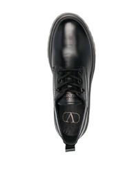 schwarze klobige Leder Derby Schuhe von Valentino Garavani