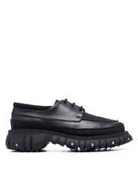 schwarze klobige Leder Derby Schuhe von PHILEO PARIS