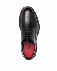 schwarze klobige Leder Derby Schuhe von Hugo