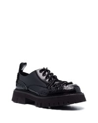 schwarze klobige Leder Derby Schuhe von Moschino